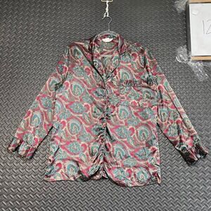 Vintage Amelia's Red Green Paisley‎ Button Up Lounge Pajama Shirt Women's Size M